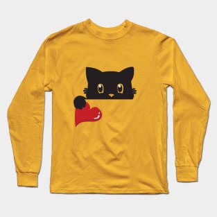 Black Cat Valentine Kitten Lovers Outfit Long Sleeve T-Shirt